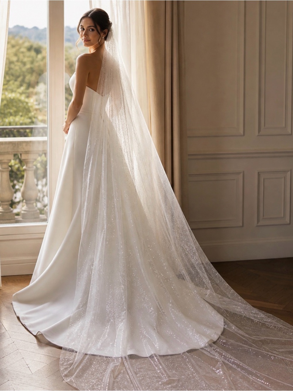 White Sparkle Bridal Veil